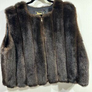 Donna‎ Salyers Fabulous Furs Zip Up Sable Faux Every Wear Vest Brown SZ L